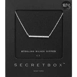 SECRET BOX_Sterling Silver Dipped CZ Bar Pendant Necklace