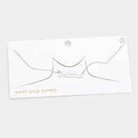 White Gold Dipped Mama Metal Message Pendant Necklace