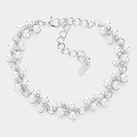 Pearl Rhinestone Evening Bracelet