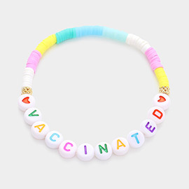 VACCINATED Heishi Beaded Message Stretch Bracelet