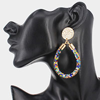 Rhinestone Pave Open Teardrop Dangle Earrings