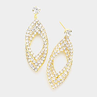 Rhinestone Embellished Triple Open Marquise Layered Dangle Evening Earrings