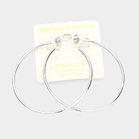 14K White Gold Dipped 2.25 Inch Metal Hypoallergenic Half Hoop Earrings