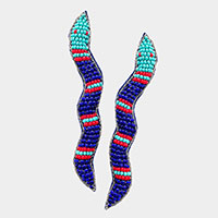 Felt Back Seed Beaded Snake Earrings