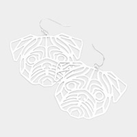 Cut Out Brass Metal Bulldog Dangle Earrings