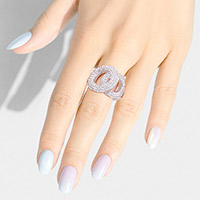 Rhinestone Embellished Double Open Circle Stretch Ring