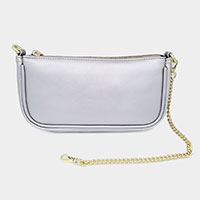 Solid Faux Leather Shoulder Bag