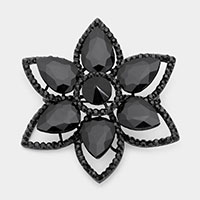 Teardrop Stone Accented Flower Pin Brooch