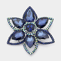 Teardrop Stone Accented Flower Pin Brooch