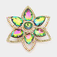 Teardrop Stone Accented Flower Pin Brooch