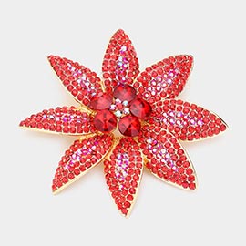 Stone Embellished Flower Pin Brooch