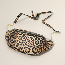 Leopard Patterned Faux Leather Crossbody Bag