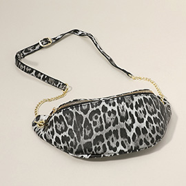 Leopard Patterned Faux Leather Crossbody Bag