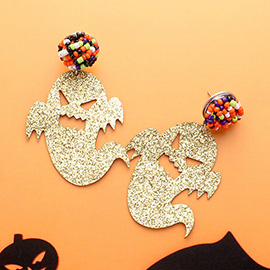 Glitter Halloween Ghost Dangle Earrings