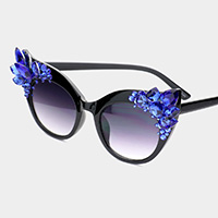 Crystal Embellished Detail Cat Eye Sunglasses