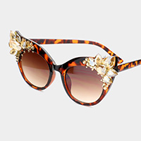 Crystal Embellished Detail Cat Eye Sunglasses