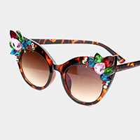 Crystal Embellished Detail Cat Eye Sunglasses