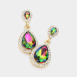 Double Teardrop Stone Evening Earrings