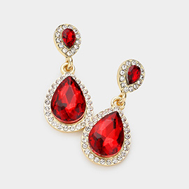 Double Teardrop Stone Evening Earrings