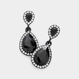 Double Teardrop Stone Evening Earrings