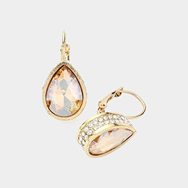 Rhinestone Embellished Teardrop Stone Lever Back Evening Earrings