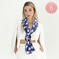 6PCS - Silk Feel Satin Striped Star Pattern Printed Scarves