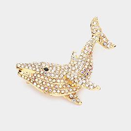 Rhinestone Whale Pin Brooch / Pendant