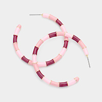 Two Tone Enamel Metal Hoop Earrings