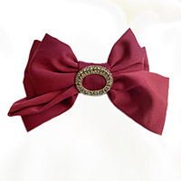 Stone Embellished Open Oval Bow Barrette