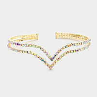 Rhinestone Split Cuff Evening Bracelet