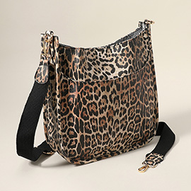 Leopard Patterned Faux Leather Crossbody Bag