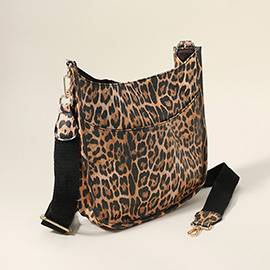 Leopard Patterned Faux Leather Crossbody Bag