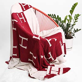 H Patterned Reversible Throw Blanket