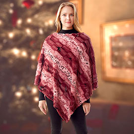 Animal Patterned Faux Fur Soft Poncho