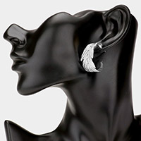 Metal Leaf Hoop Earrings