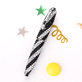 Oblique Crystal Embellished Ball Pen