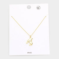 Brass Metal Stone Embellished Roller Skate Pendant Necklace