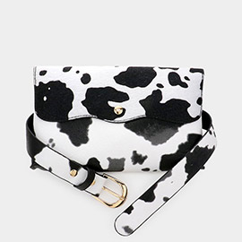 Cow Patterned Faux Leather Fanny Pack / Belt / Crossbody Bag