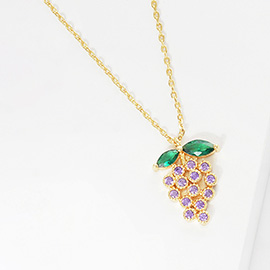 Gold Dipped CZ Grape Pendant Necklace