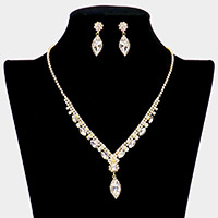 Marquise Stone Accented Rhinestone Necklace