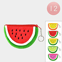 12PCS - Watermelon Lemon Lime Mini Coin Purse Keychains