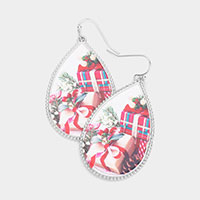 Christmas Gift Printed Teardrop Dangle Earrings