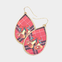 Jingle Bell Printed Teardrop Dangle Earrings