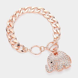 Rhinestone Crystal Elephant Toggle Bracelet