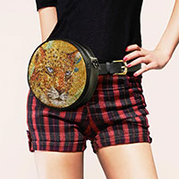 Bling Tiger Round Fanny Pack / Belt / Crossbody Bag