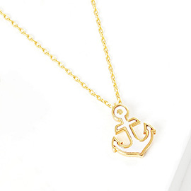 Gold Dipped Mother of Pearl Anchor Pendant Necklace