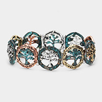 Metal Tree of Life Stretch Bracelet