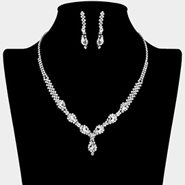 Teardrop Stone Accented Rhinestone Necklace