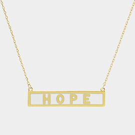 HOPE Gold Dipped Enamel Rectangle Message Pendant Necklace