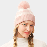 Buffalo Check Knit Pom Pom Beanie Hat